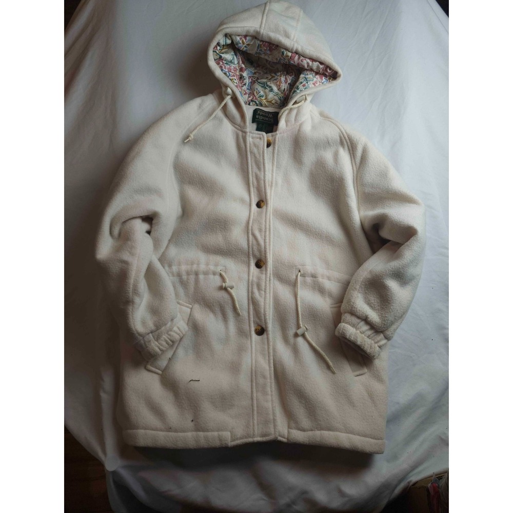 Vintage Scandia Woods Parka Jacket Womens Medium‎ Ivory Fleece Coastal Grandma